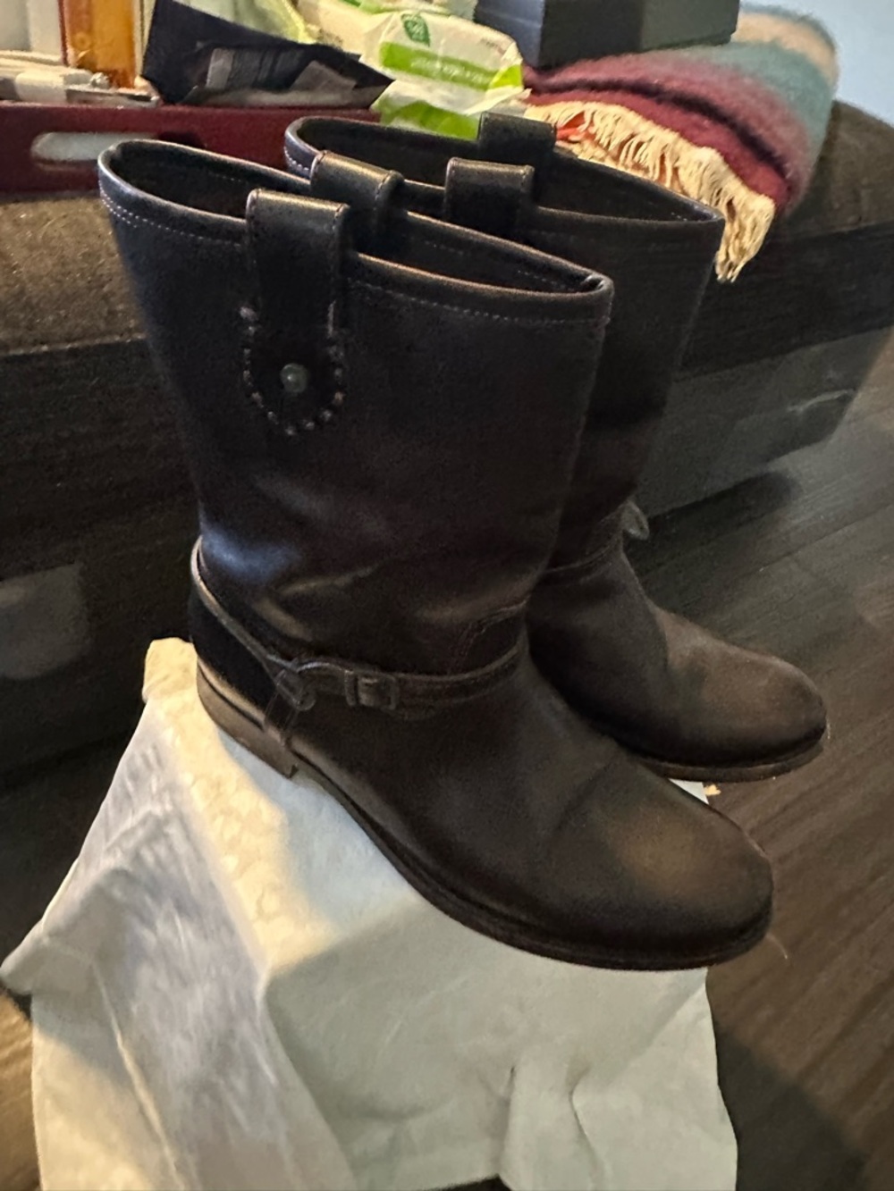 Frye brown saddle moto boots size 8 women’s
